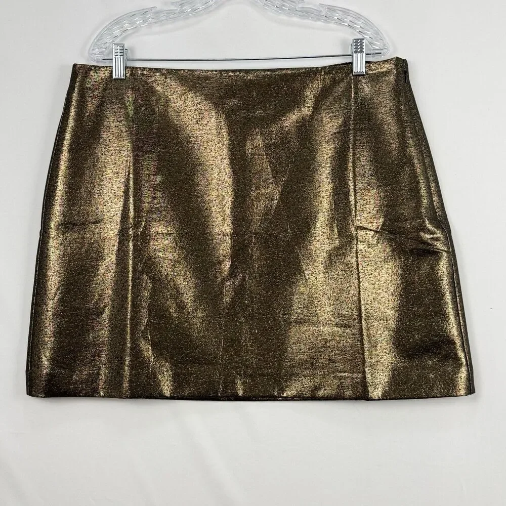 NWOT WOMENS ANN TAYLOR LOFT SIZE 16 BRONZE METALLIC SKIRT LINED